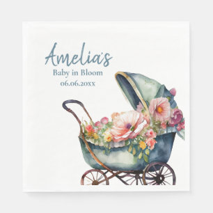 Serviette En Papier Baby shower personnalisé à poussette vintage