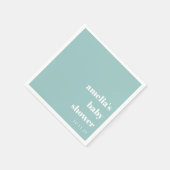 Serviette En Papier Baby shower personnalisé Aqua Blue Minimalist (Coin)