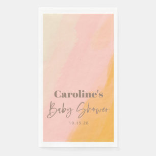 Serviette En Papier Baby shower personnalisé Boho Pink Yellow Script