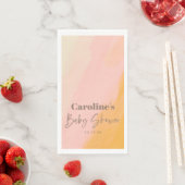 Serviette En Papier Baby shower personnalisé Boho Pink Yellow Script (En situation)