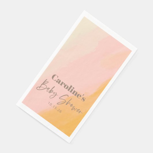 Serviette En Papier Baby shower personnalisé Boho Pink Yellow Script (Coin)