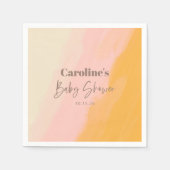 Serviette En Papier Baby shower personnalisé Boho Pink Yellow Script (Devant)