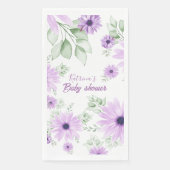 Serviette En Papier Baby shower personnalisé de fleurs d'aquarelle vio (Devant)