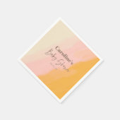 Serviette En Papier Baby Shower personnalisé écriture rose jaune Boho (Coin)