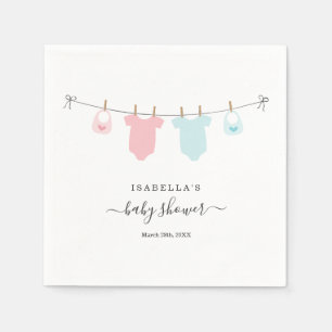 Serviette En Papier Baby shower personnalisé jumeaux garçon & fille
