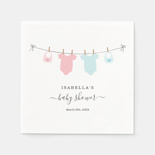 Serviette En Papier Baby shower personnalisé jumeaux garçon & fille (Devant)