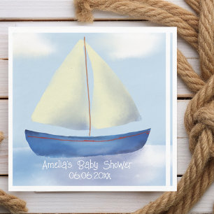 Serviette En Papier Baby shower personnalisé Little Blue Sailboat