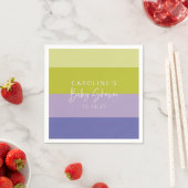 Serviette En Papier Baby shower personnalisé mou violet vert bande (En situation)