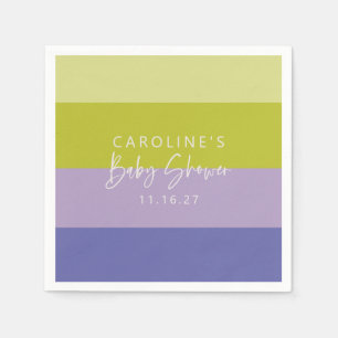 Serviette En Papier Baby shower personnalisé mou violet vert bande