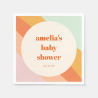 Baby shower personnalisé Retro Mint Orange Boho St