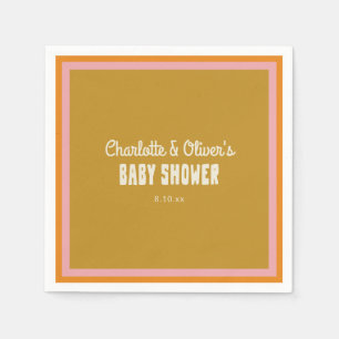 Serviette En Papier Baby Shower personnalisé Rose Orange Or Rétro Groo