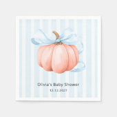 Serviette En Papier Baby shower petit Citrouille moderne Blue Bow Bow (Devant)