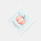 Serviette En Papier Baby shower petit Citrouille moderne Blue Bow Bow (Coin)