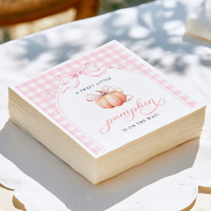 Serviette En Papier Baby Shower Petit Citrouille Rose Ruban Gingham