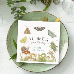 Serviette En Papier Baby Shower Petit Garçon Insectes Champignon Littl