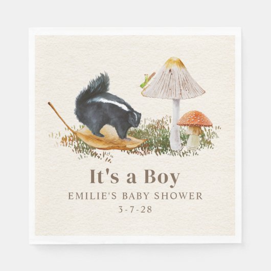 Serviette En Papier Baby shower petit puant Bois Skunk Boy (Devant)