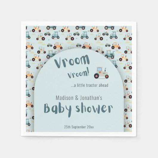 Serviette En Papier Baby shower petit tracteur devant Papier Napkin (Devant)