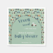 Serviette En Papier Baby shower petit tracteur devant turquoise Papier (Devant)