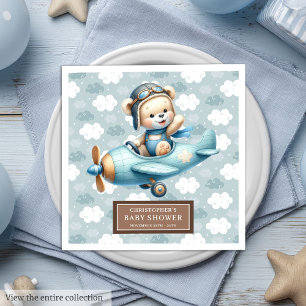 Serviette En Papier Baby shower pilote d'ours en peluche Brown serviet