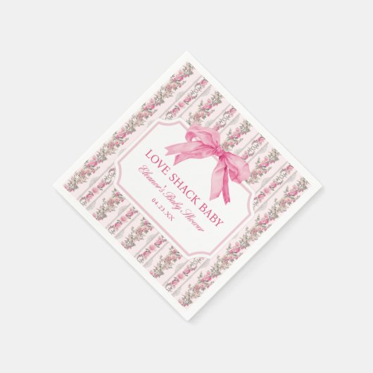 Serviette En Papier Baby shower Pink Bow Love Shack (Coin)