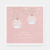 Serviette En Papier Baby shower Pink Gold Winter Snowflake (Devant)