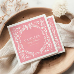 Serviette En Papier Baby shower Pink Papel Picado