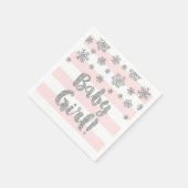 Serviette En Papier Baby shower Pink Stripes Silver Snowflakes (Coin)