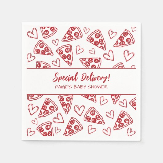Serviette En Papier Baby shower Pizza Party Livraison spéciale italien (Devant)