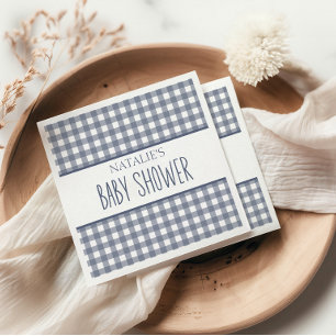 Serviette En Papier Baby-Shower Plaid au Charme Vintage Campagnard