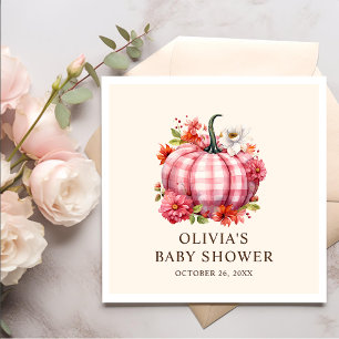 Serviette En Papier Baby shower Plaid Rose citrouille