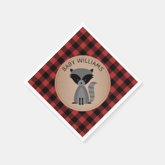 Serviette En Papier Baby shower plat Raccoon Lumberjack serviettes (Coin)