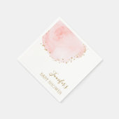 Serviette En Papier Baby Shower Points de strass dorés Fleurs rose pou (Coin)