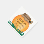 Serviette En Papier Baby Shower Pot de Miel Bourdon Blanc (Coin)