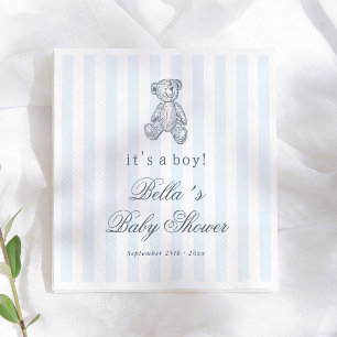 Serviette En Papier Baby-shower pour bébé garçon : ourson vintage élég