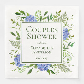 Serviette En Papier Baby Shower pour futurs parents avec des Hortensia