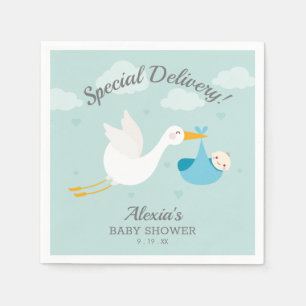 Serviette En Papier Baby shower pour garçon Stork Blue Bundle