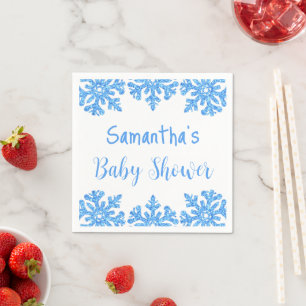 Serviette En Papier Baby shower pour garçons d'hiver Blue Snowflake