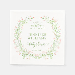 Serviette En Papier Baby shower pour petite fille avec des fleurs sauv