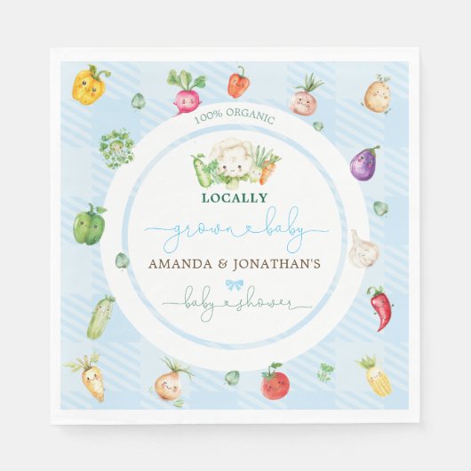Serviette En Papier Baby shower pour petits fruits de ferme Blue Boy (Devant)