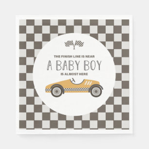 Serviette En Papier Baby Shower pour voiture de course jaune vintage