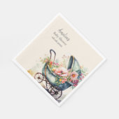 Serviette En Papier Baby shower Pram Vintage personnalisé (Coin)