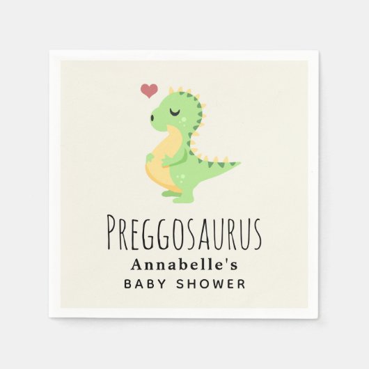 Serviette En Papier Baby shower Preggosaurus Cute Dinosaur (Devant)