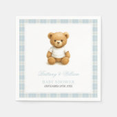 Serviette En Papier Baby shower préppant bleu ours (Devant)