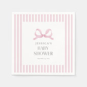 Serviette En Papier Baby shower Preppy rose rayé  (Devant)