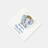 Serviette En Papier Baby shower Prince Royal Blue Gold Elephant Boy (Coin)
