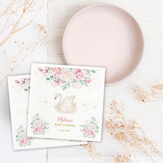 Serviette En Papier Baby Shower Princesse Cygne