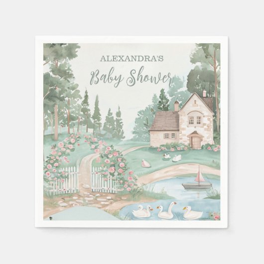 Serviette En Papier Baby shower princesse de cygne (Devant)