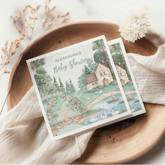 Serviette En Papier Baby shower princesse de cygne