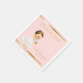 Serviette En Papier Baby shower Princesse | Merci d'or rose (Coin)