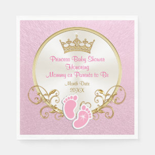 Serviette En Papier Baby shower princesse rose et or